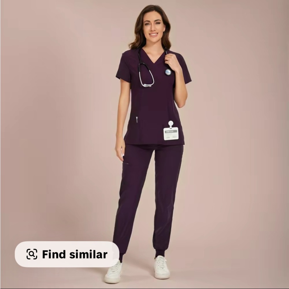 Women's Dark Purple Jogger Scrubs Set